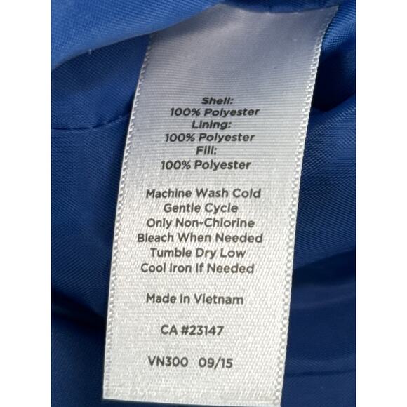 Talbots Womens Quilted Light Puffer Vest Size Small Blue White Stipe Full Zip - Picture 3 of 6